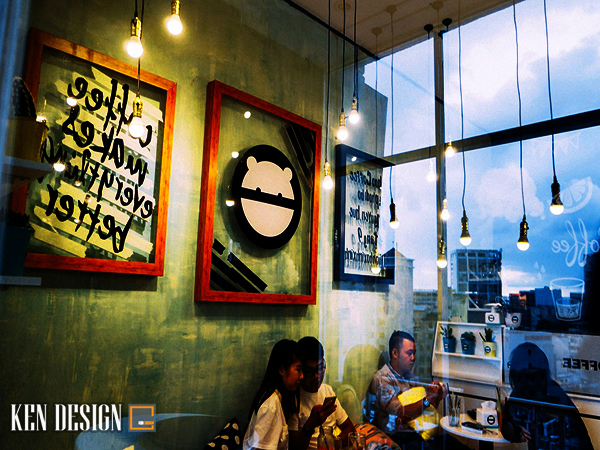 các cách trang trí quán cafe bằng tranh tường